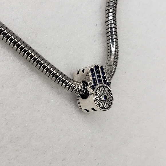 Hamsa Bracelet Charm Sterling Silver 925 Hamsa Hand All Seeing Eye Jewelry Gift - Picture 4 of 6